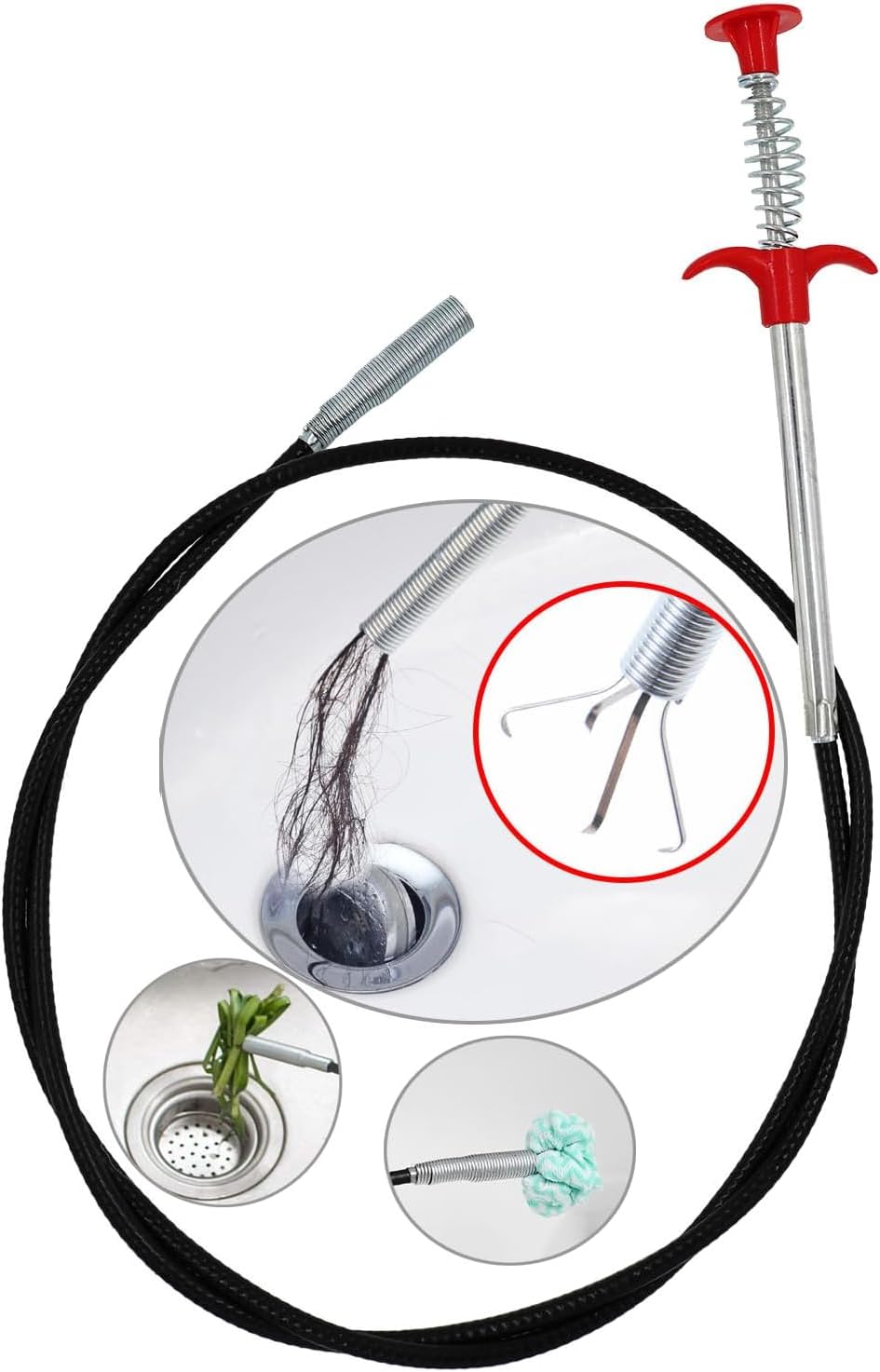 Fastmart Stainless Steel Drain Cleaning Spring Stick - Hair